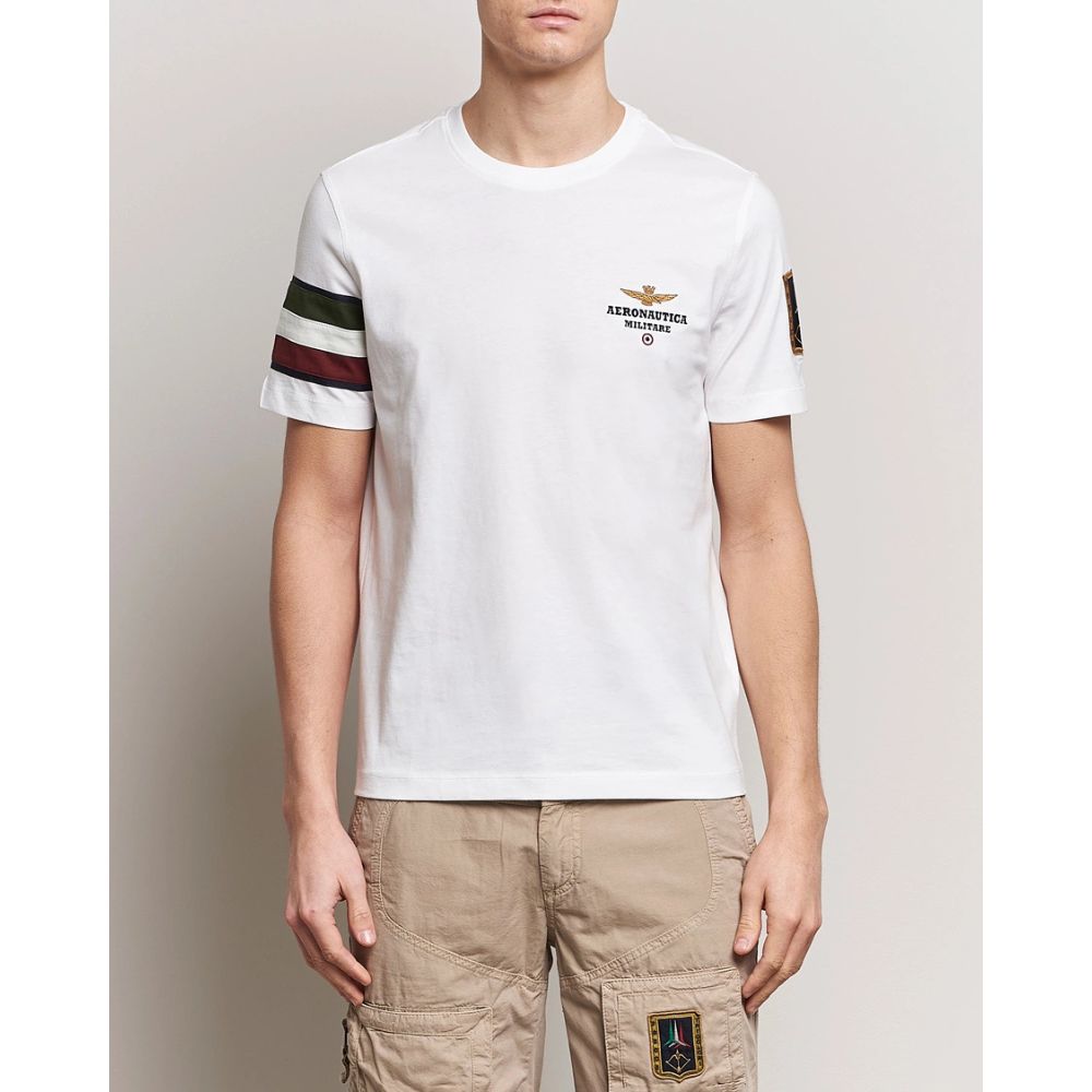 AERONAUTICA MILITARE MEN OFF-WHITE CREWNECK T-SHIRT